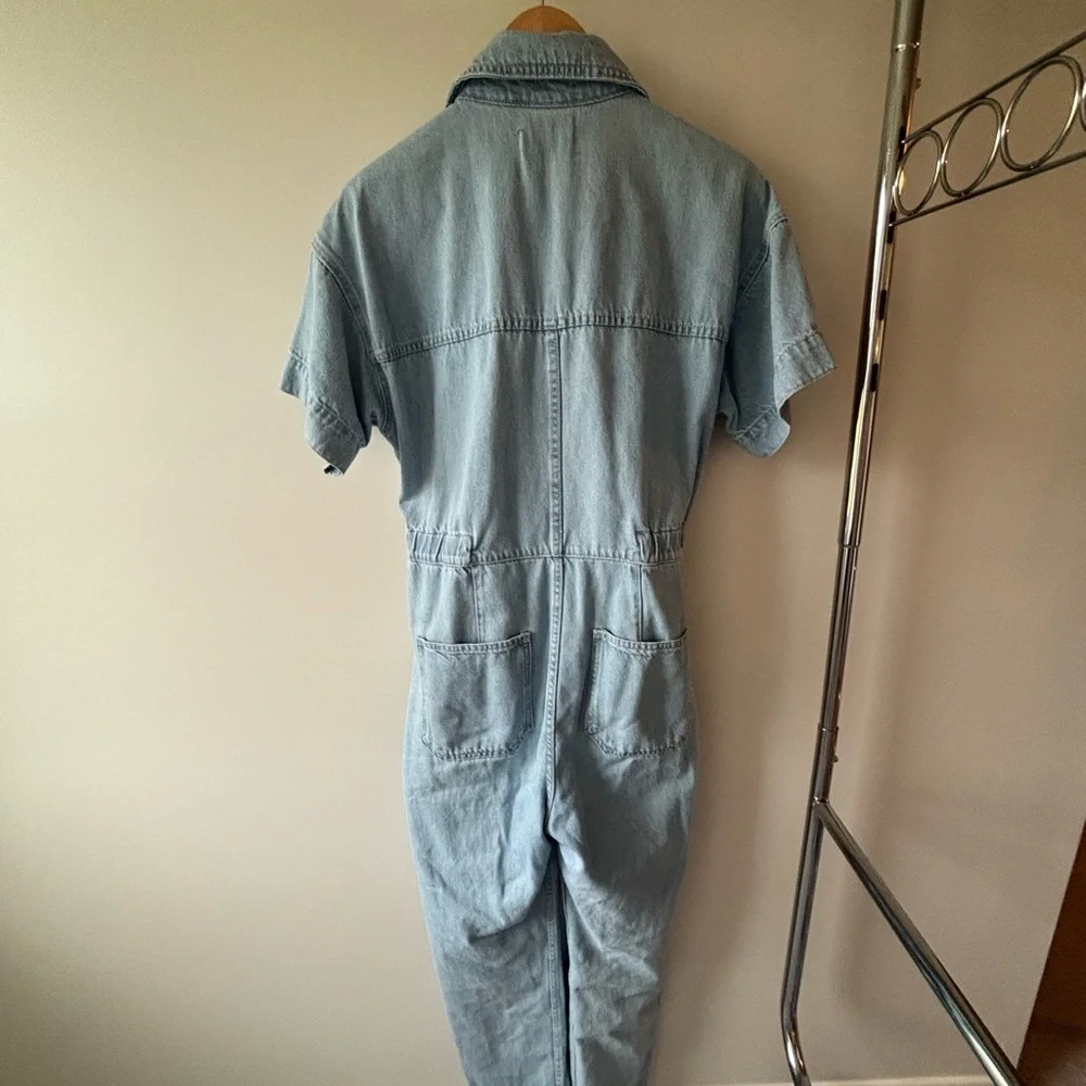 We The Free Light Wash Denim Short-Sleeve Jumpsuit - Picture 3 of 4